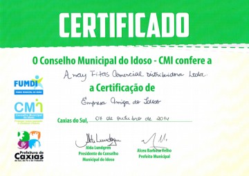 Certificado - EMPRESA AMIGA DO IDOSO